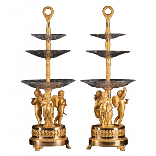Paire de serviteurs en bronze et cristal par Thomire vers 1820