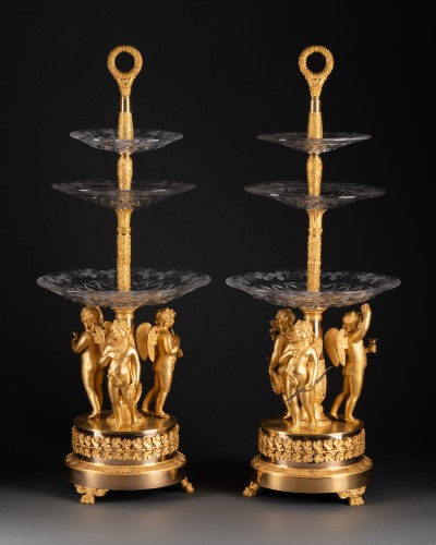 Paire de serviteurs en bronze et cristal par Thomire vers 1820 - Franck Baptiste Paris