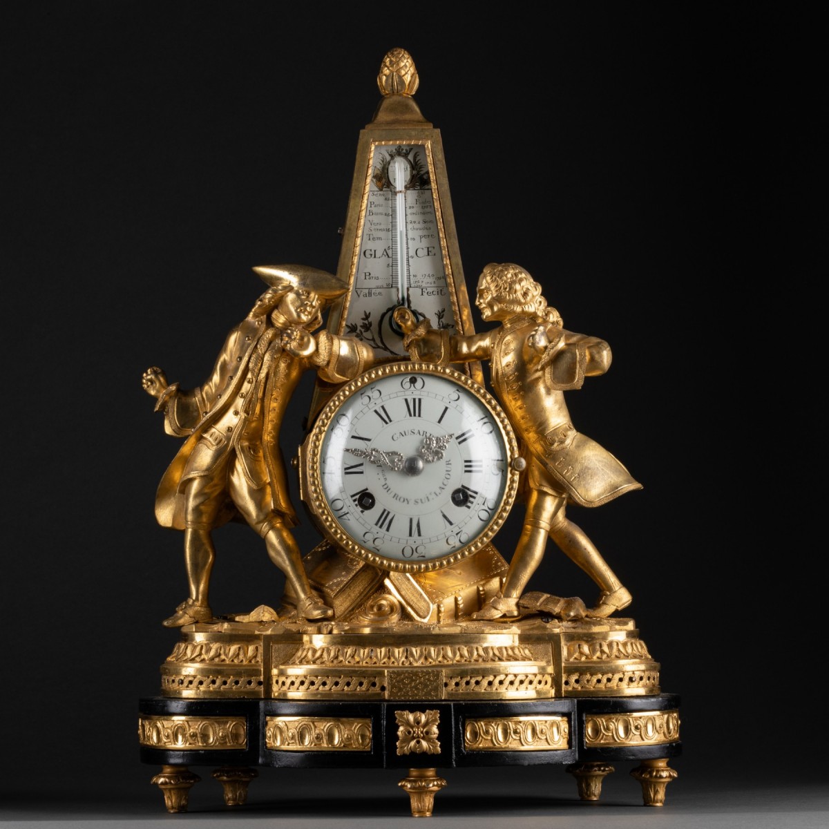 Rousseau and Voltaire thermometer clock, Paris circa 1778 - Ref.96685