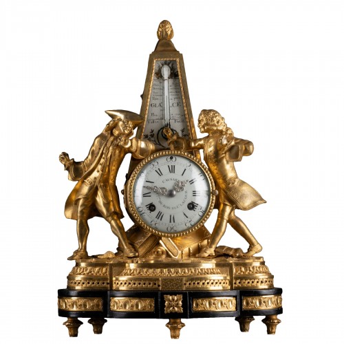 Rousseau and Voltaire thermometer clock, Paris circa 1778