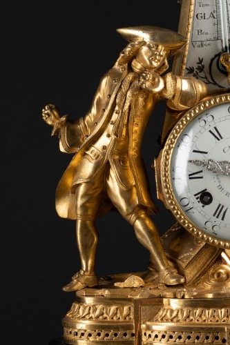 Pendule thermomètre Rousseau et Voltaire, Paris vers 1778 - Horlogerie Style Louis XVI