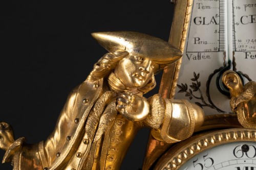 Antiquités - Rousseau and Voltaire thermometer clock, Paris circa 1778