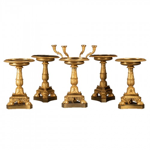 A set of five bronze bowls of a centerpiece by Thomire in Paris, circa 1820