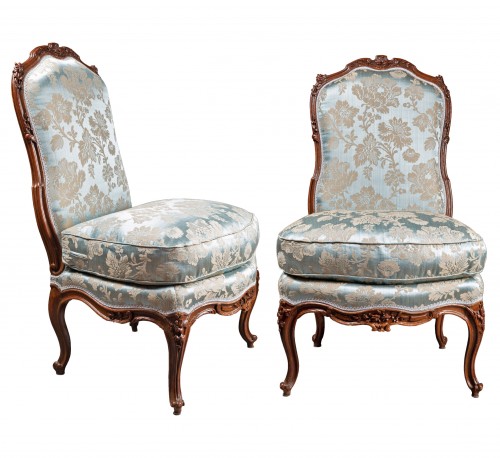 Pair of chairs « chauffeuses » by J. Boucault around 1765