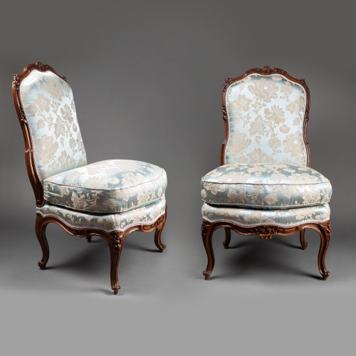Antiquités - Pair of chairs « chauffeuses » by J. Boucault around 1765