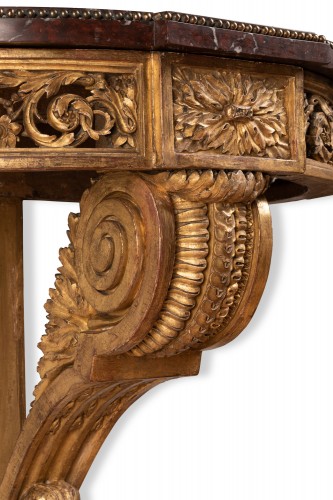 Antiquités - Console en bois de chêne doré d’après de Lalonde vers 1785