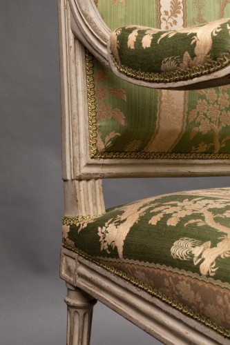 18th century - Pair of Louis XVI armchairs by Jean Baptiste Claude Sené in Paris