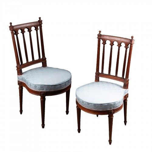 Pair of solid mahogany chairs by G. Jacob, circa 1780