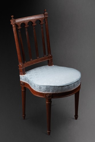 Pair of solid mahogany chairs by G. Jacob, circa 1780 - 