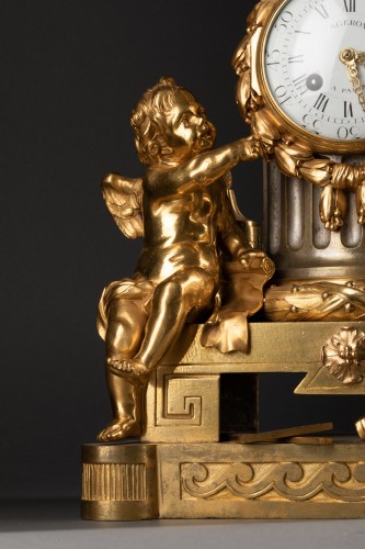 Pendule colonne l’étude et la science par Osmond, Paris vers 1770 - Horlogerie Style Louis XVI