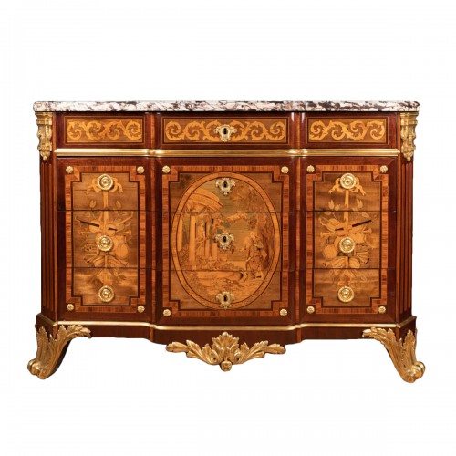 Chest of drawers in marquetry by C. Wolff for J. H. Riesener, Paris 
