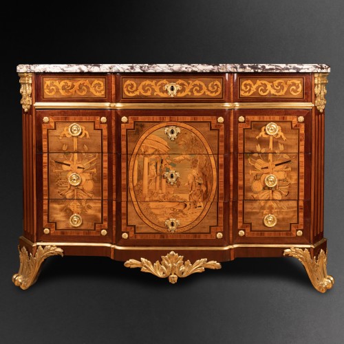 Chest of drawers in marquetry by C. Wolff for J. H. Riesener, Paris  - 