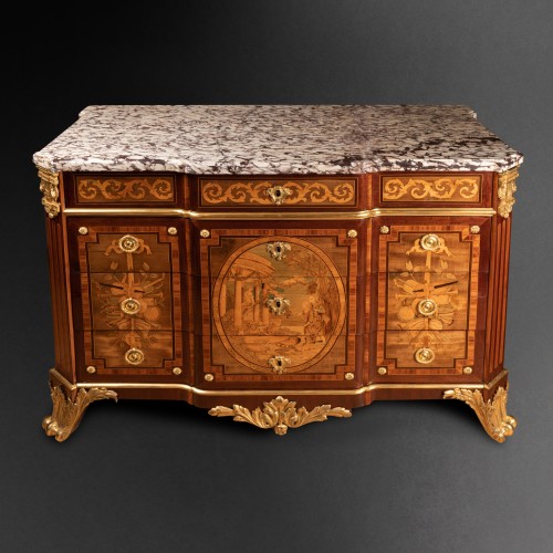 18th century - Chest of drawers in marquetry by C. Wolff for J. H. Riesener, Paris 