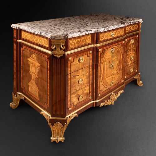 Antiquités - Commode en marqueterie par C. Wolff pour J. H. Riesener, Paris vers 1780