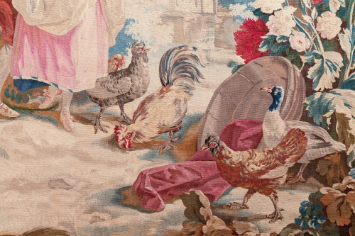 Antiquités - Pair of tapestries in wool and silk, manufacture of Beauvais around 1785