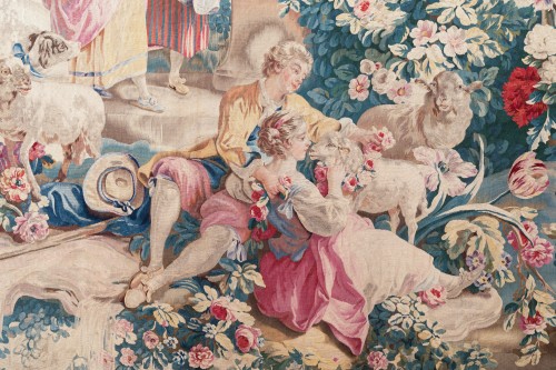Antiquités - Pair of tapestries in wool and silk, manufacture of Beauvais around 1785