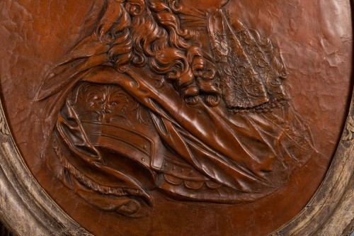 18th century - Embossed leather portrait of Louis XIV circa 1690