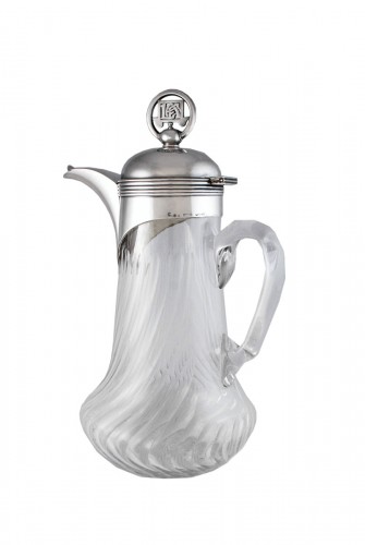 LEITÃO & IRMÃO - Carafe en argent massif et cristal d'époque Art Déco