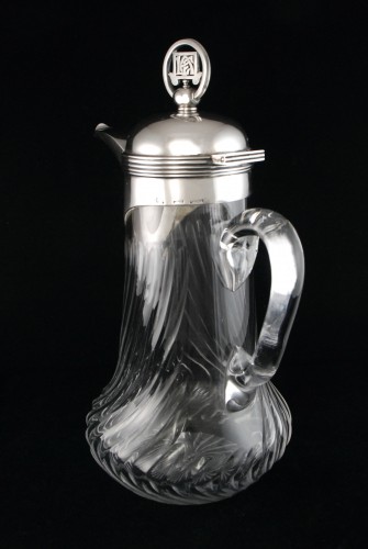 LEITÃO &amp; IRMÃO - Art Deco silver and crystal decanter - silverware & tableware Style Art Déco