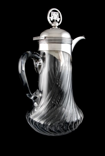 Argenterie et Orfèvrerie  - LEITÃO & IRMÃO - Carafe en argent massif et cristal d'époque Art Déco