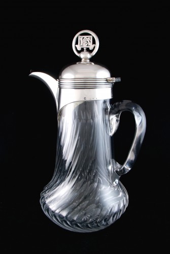 LEITÃO &amp; IRMÃO - Art Deco silver and crystal decanter - 