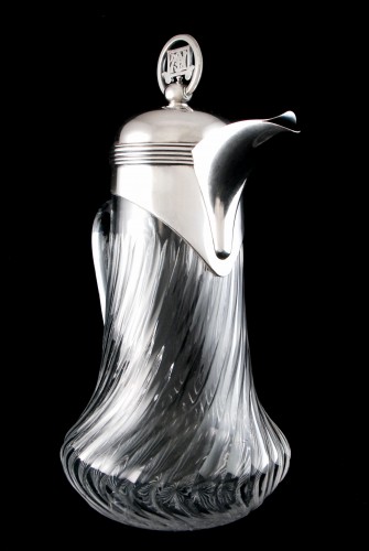 XXe siècle - LEITÃO & IRMÃO - Carafe en argent massif et cristal d'époque Art Déco