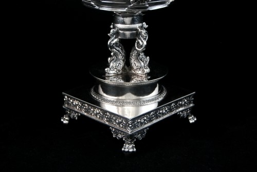 Antique Silver  - Solid silver drageoir with dolphins, Louis XVIII period Paris 1819-1838