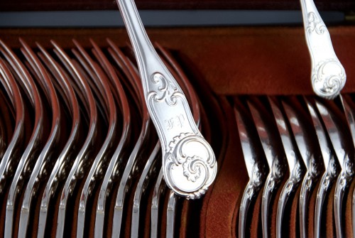 Queillé and Béguin for Odiot - Sterling silver cutlery set for 12 - silverware & tableware Style Louis-Philippe