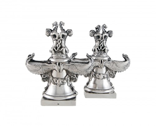 Fratelli Coppini - Pair of solid silver sea creatures saltcellars, Italy