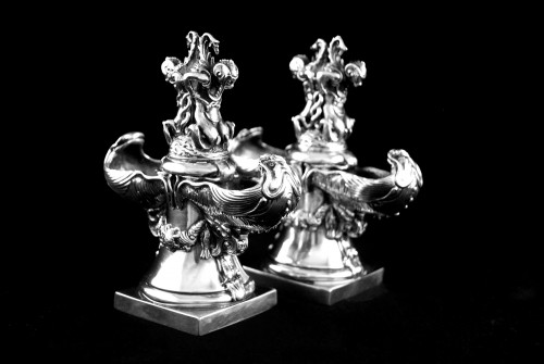 Fratelli Coppini - Pair of solid silver sea creatures saltcellars, Italy - 