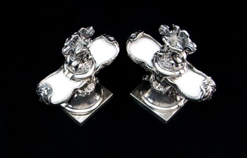 Antiquités - Fratelli Coppini - Pair of solid silver sea creatures saltcellars, Italy