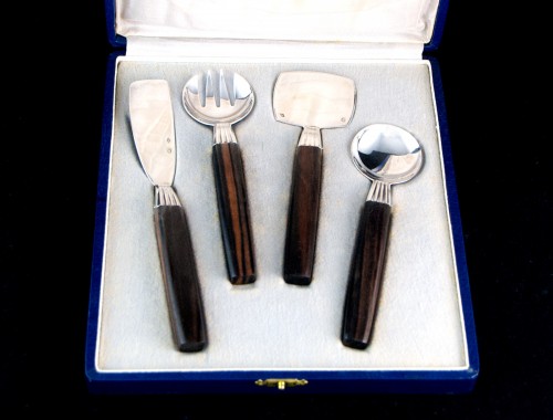 silverware & tableware  - Jean PUIFORCAT - Sterling silver and ebony foie gras set, Paris c. 1920