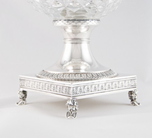 Solid silver and cut crystal drageoir, Louis XVIII period, Paris 1819-1838 - 