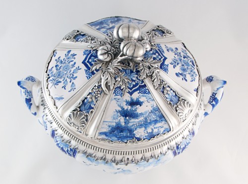 Delft, c.1759 - Terrine d'époque Louis XV montée d'argent massif (Paulus Van Der Burch) - Baptiste Jamez