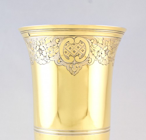 silverware & tableware  - Boin-Taburet Paris - Large gilt sterling silver bowl
