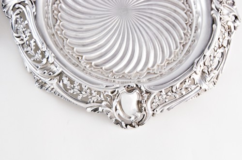 H. SOUFFLOT - Pair of sterling silver rocaille coasters, Paris 1884-1910 - Antique Silver Style 