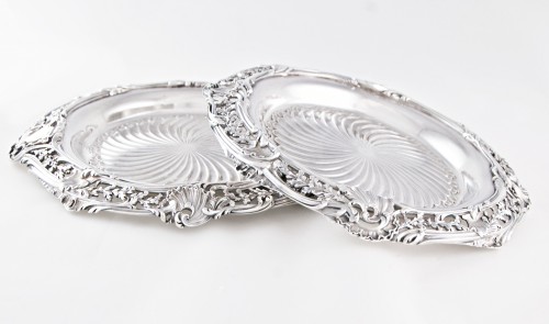  - H. SOUFFLOT - Pair of sterling silver rocaille coasters, Paris 1884-1910