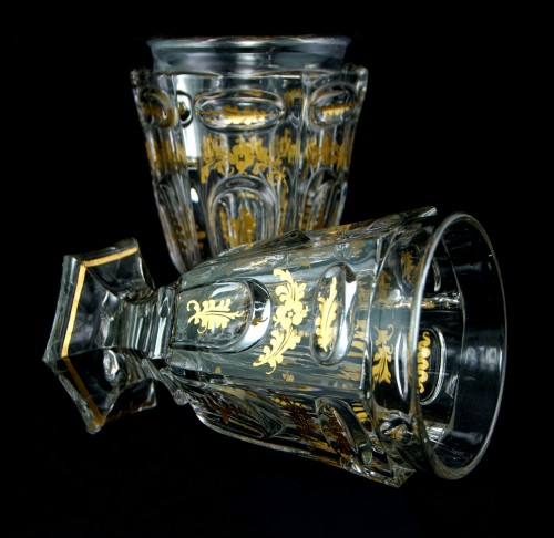 Baccarat – Pair of Louis-Philippe Period Crystal Violet Vases with gilt - 