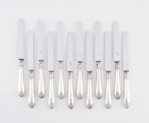 silverware & tableware  - Robert LINZELER – Set of 24 silver knives, blades by J. PIAULT, Paris 19th 