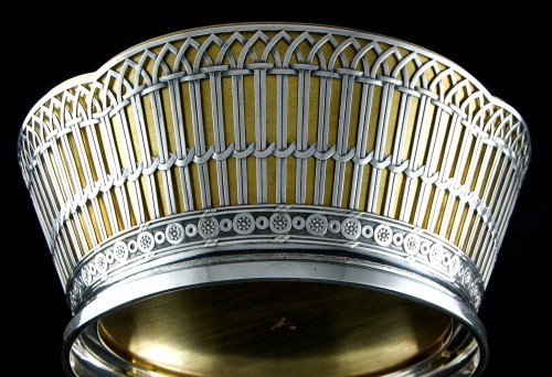 XIXe siècle - RISLER & CARRÉ – Centre de table jardinière en argent massif à décor de vannerie