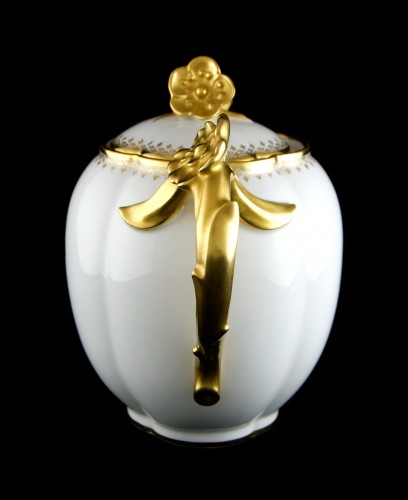 20th century - GUÉRIN &amp; Cie Limoges – 27-Piece Gilt Porcelain Tea Coffee Cherry Blossoms