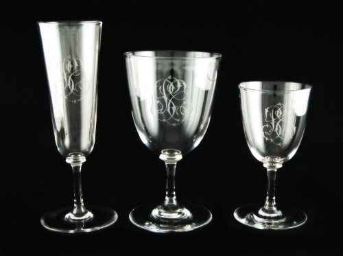 Glass & Crystal  - BACCARAT – Set of 43 crystal glasses engraved with a monogram, circa 1900