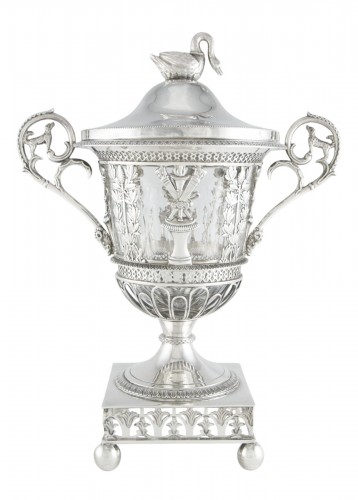 Paris 1809–1819 - Empire silver and crystal sweetmeat dish/cup by D GARREAU