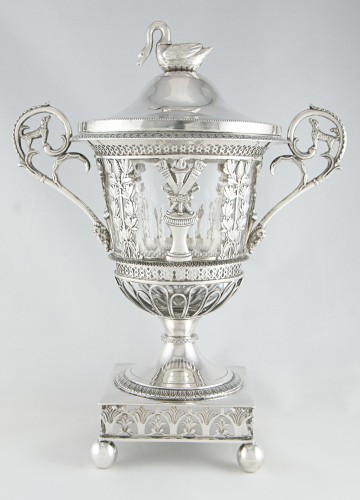 Paris 1809–1819 - Empire silver and crystal sweetmeat dish/cup by D GARREAU - Empire