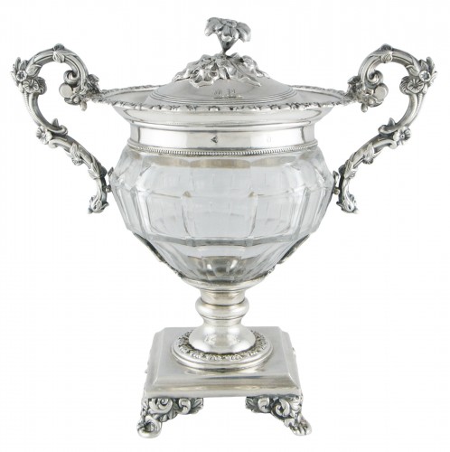 Drageoir en argent et cristal par J.F. VEYRAT, ép. Louis-Philippe, Paris vers 1840 