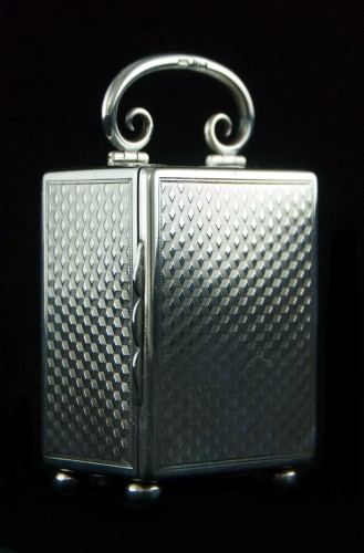 Horlogerie Pendule - Pendule de voyage victorienne en argent massif, mouvement JTC - Londres 1899