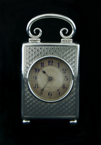  - Pendule de voyage victorienne en argent massif, mouvement JTC - Londres 1899