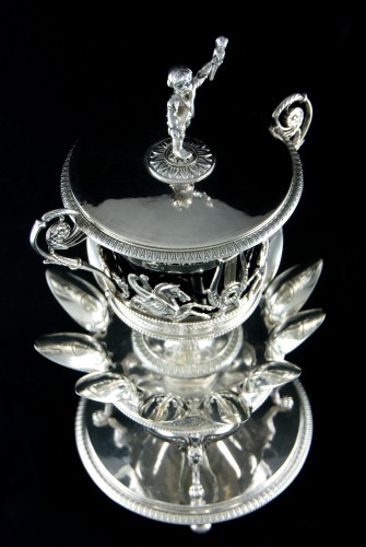 Confiturier d’époque Empire et ses 12 cuillers en argent massif par Léonard CHATENET - Empire