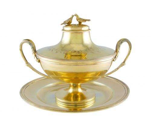 Bouillon ou drageoir Empire en vermeil par L.J. BERGER, 1er coq, PARIS 1798-1809 