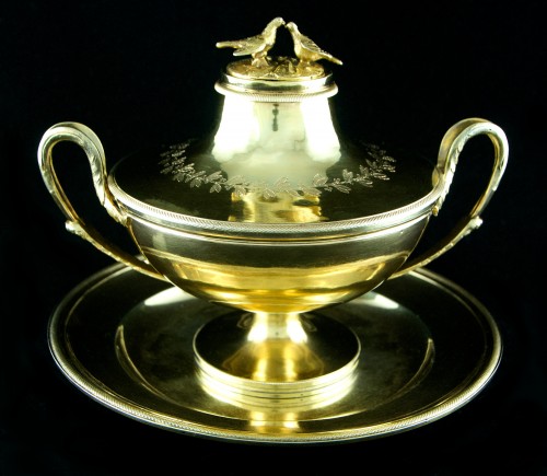 Empire vermeil bouillon or drageoir by Louis-Jacques Berger, 1st rooster mark, Paris 1798–1809 - silverware & tableware Style Empire